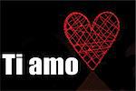 Red heart shaped ornamental box against ti amo