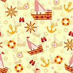 Vector seamless pattern with sea travel elements.