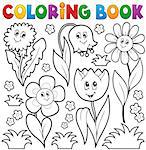 Coloring book with flower theme 6 - eps10 vector illustration.