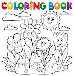 Coloring book with flower theme 7 - eps10 vector illustration.