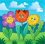 Flowers on meadow theme 1 - eps10 vector illustration.