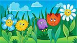 Flowers on meadow theme 2 - eps10 vector illustration.