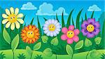 Flowers on meadow theme 3 - eps10 vector illustration.