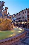 Bernini's Fontana dei Quattro Fiumi (Fountain of Four Rivers) in Piazza Navona at night, Rome, Lazio, Italy, Europe