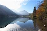 Landscape of Mountains Reflected in Lake in Autumn, Langbathsee, Austria