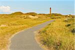 Dunes Cycleway with Lighthouse in Summer, Norderney, East Frisia Island, North Sea, Lower Saxony, Germany