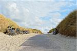 Path to Beach with Bicycles, Summer, Norderney, East Frisia Island, North Sea, Lower Saxony, Germany