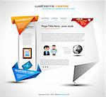 Origami style website UI Ux template for a modern look website with flash style icons ans blend shadows