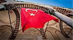 Red Flag of Turkey at Blue Mosque in Istanbul