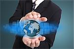 Businessman cover global business internet with hands