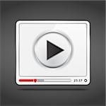 White video player icon, vector eps10 illustration