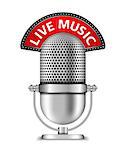 Microphone with live music banner, vector eps10 illustration