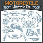 Motorcycle elements for emblem - vector set.