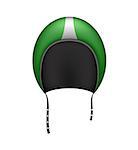 Retro motorcycle helmet in dark green design on white background