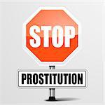 detailed illustration of a red stop Prostitution sign, eps10 vector