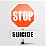 detailed illustration of a red stop Suicide sign, eps10 vector