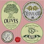 set of vector templates with olive tree and oil