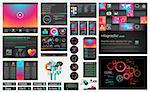 UI flat design web elements and layouts with infographics and a lot of flat style icons.