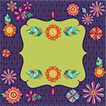 Abstract Floral Colored Background with green Frame