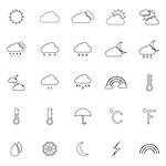 Weather line icons on white background, stock vector