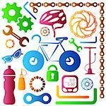 Bike tools equipment and accessories colorful vector icons