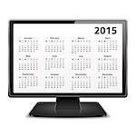 2015 Calendar on the screen of computer monitor, vector eps10 illustration