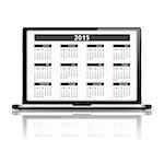 2015 Calendar on the screen of laptop, vector eps10 illustration