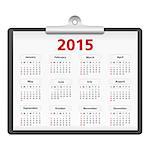 2015 Calendar on clipboard, vector eps10 illustration
