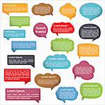 Colored speech bubbles with shadows, vector eps10 illustration
