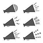 Megaphone icons, silhouettes on white background, vector eps10 illustration