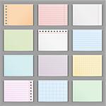Blank colored paper sheets with shadows, vector eps10 illustration