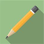 Pencil, flat design with long shadow, vector eps10 illustration