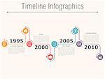 Timeline infographics design template with numbers, icons, dates and place for your text, vector eps10 illustration