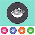 Single vector pasta icon on round colorful buttons