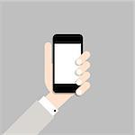 Hand with mobile phone. Vector illustration