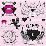 set of vector patterns for love cards for Valentines Day