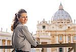 Portrait of young woman on piazza san pietro in vatican city state