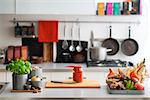 Closeup on table with vegetables in kitchen