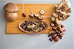 Closeup on mushrooms on cutting board