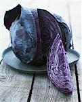 A sliced red cabbage