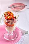 Peach Melba with raspberries