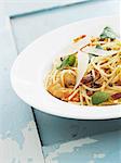 Spaghetti with prawns and Parmesan