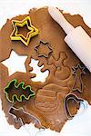 Gingerbread dough with cutters