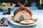 Stuffed turkey, sliced