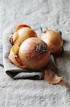 Onions on a linen cloth