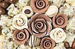 An arrangement of chocolate flowers