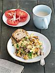 Scrambled eggs with mixed wild mushrooms