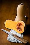 Butternut squash, whole and halved