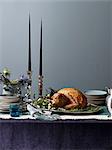 Roast turkey on a festive table