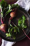 Fresh beetroot on a tray